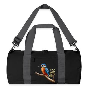 Eisvogel Und Kingfisher Design Für Vogelfreunde - Recycelte Duffel Bag - Schwarz/Graphitgrau - Vorne