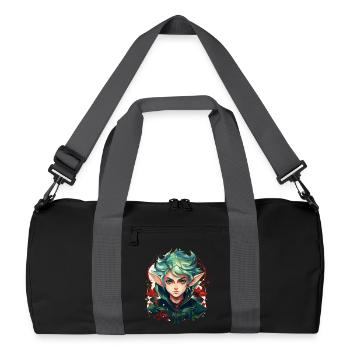 Elven Portrait with Long Ears Fantasy Shirt - Recycled Duffel Bag - black/graphite grey - Front