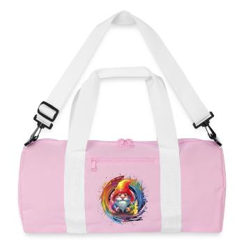 Bunter Weihnachtszwerg Zauberer - Recycelte Duffel Bag - Rosa/Weiß - Vorne