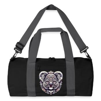 Koala mit Mandalas dekoriert - Recycelte Duffel Bag - Schwarz/Graphitgrau - Vorne