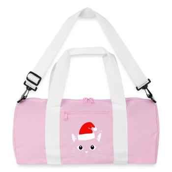 Cat Christmas - Recycled Duffel Bag - pink/white - Front