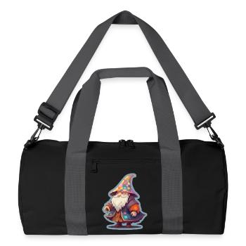 Dwarf with Patchwork Wizard Hat Fantasy Shirt - Recycled Duffel Bag - black/graphite grey - Front