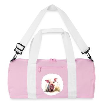 Aquarelle de porcelet - Sac de sport recyclé - rose/blanc - Devant