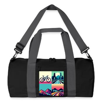 Retro Pop Cycle & Mountain Sunset - Recycled Duffel Bag - black/graphite grey - Front