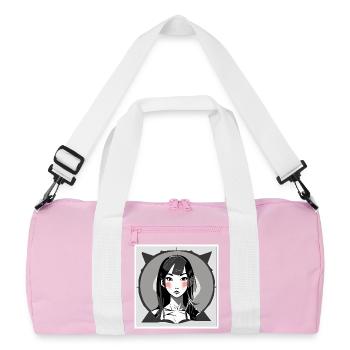 Blushing Manga Girl - Recycled Duffel Bag - pink/white - Front