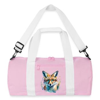 Renard à lunettes - Sac de sport recyclé - rose/blanc - Devant