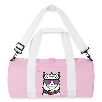Cooles Lama - Recycelte Duffel Bag - Rosa/Weiß - Vorne