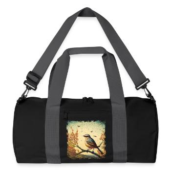 Oiseau assis sur la branche, fond méditerranéen - Sac de sport recyclé - noir/gris graphite - Devant