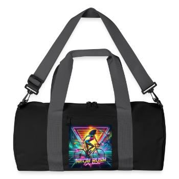 Neon Rush - Girl cycling 80s style poster - Recycled Duffel Bag - black/graphite grey - Front