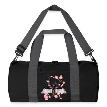 Magnifique cerf-volant avec des ailes et une fleur de magnolia - Sac de sport recyclé - noir/gris graphite - Devant