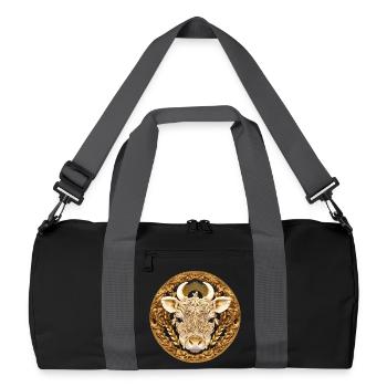 Golden Bull Head Mandala - Recycled Duffel Bag - black/graphite grey - Front