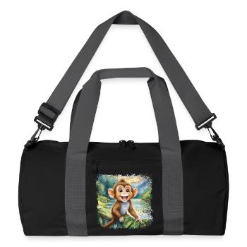Cute young monkey, cheerful by the river - Recycled Duffel Bag - black/graphite grey - Front