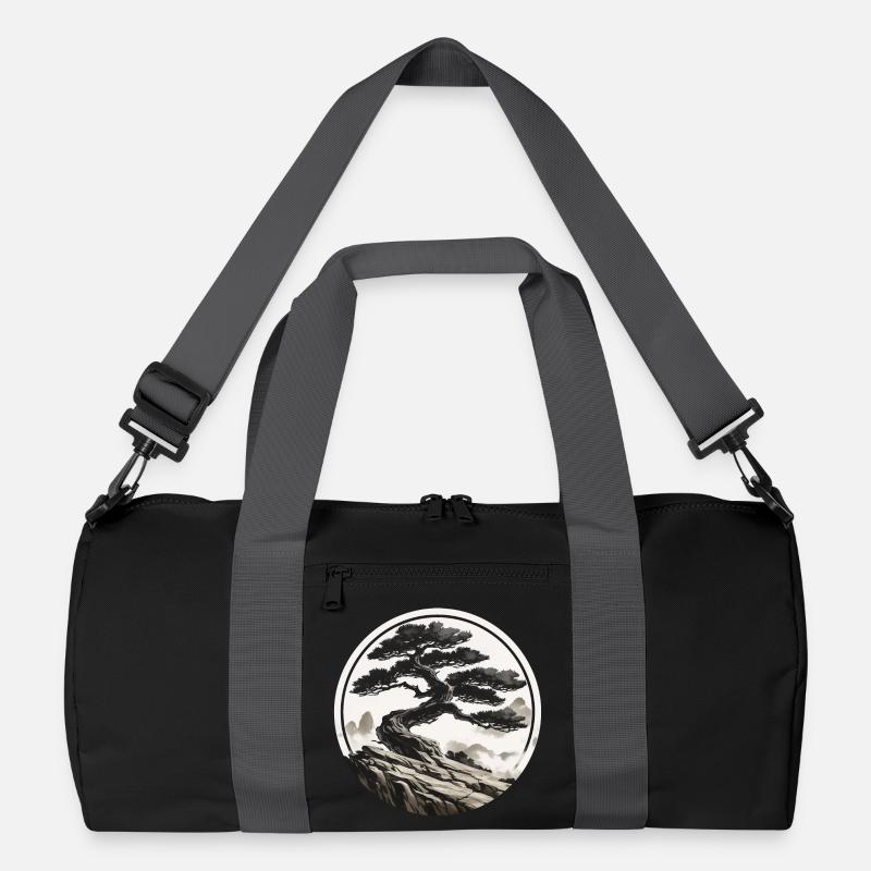 Asiatische Landschaft - Recycelte Duffel Bag - Schwarz/Graphitgrau