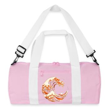 Stylized Hokusai Wave - Recycled Duffel Bag - pink/white - Front