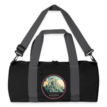 Illustration Schloss Aggstein, Wachau, Österreich - Recycelte Duffel Bag - Schwarz/Graphitgrau - Vorne