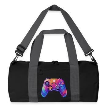 Manette de jeux vidéo pixel art - Sac de sport recyclé - noir/gris graphite - Devant