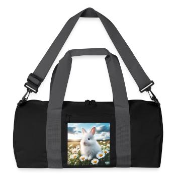 Adorable White Bunny - Recycled Duffel Bag - black/graphite grey - Front