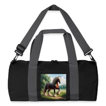 Watercolor Percheron Horse - Recycled Duffel Bag - black/graphite grey - Front