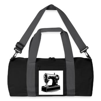 Silhouette de machine à coudre vintage - Sac de sport recyclé - noir/gris graphite - Devant