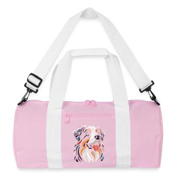Multicolor Bernese Mountain Dog Head Geom art - Recycled Duffel Bag - pink/white - Front
