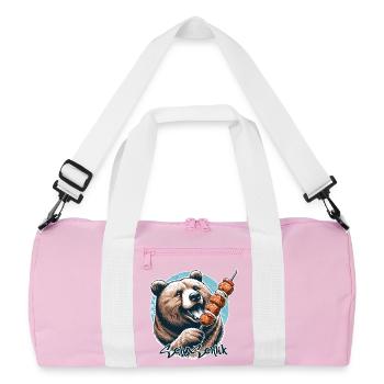 Shashlik viande brochette ours cadeau - Sac de sport recyclé - rose/blanc - Devant