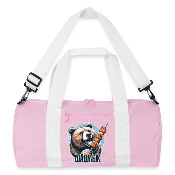 Brochette de viande Shashlik ours cadeau russe - Sac de sport recyclé - rose/blanc - Devant