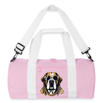Saint Bernard Gangsta Gangster Dog Gift - Recycled Duffel Bag - pink/white - Front