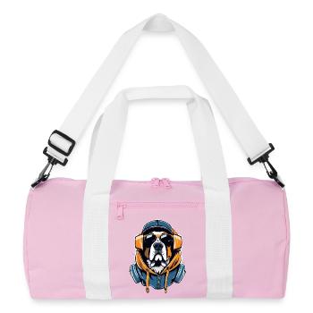 Saint Bernard Gangsta Gangster Dog Gift - Recycled Duffel Bag - pink/white - Front