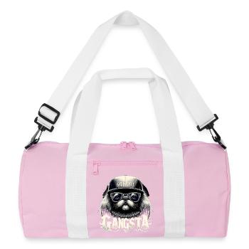 Cadeau de chien pékinois Gangsta Gangster Lionhound - Sac de sport recyclé - rose/blanc - Devant