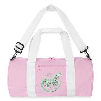 Eidechsen-Grüntöne, Aborigine-Motive, Tribal - Recycelte Duffel Bag - Rosa/Weiß - Vorne