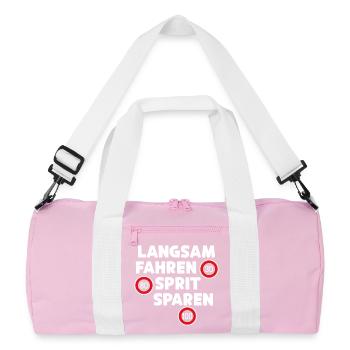 Gas Station Energy Refueling Statement Electricity Drive - Recycled Duffel Bag - pink/white - Front