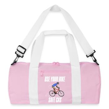 Gas Station Statement Bicycle Energy Storage Electricity - Recycled Duffel Bag - pink/white - Front