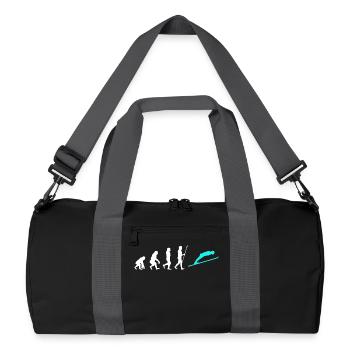 Schifahren Wintersport Evolution Skifahrer Winter - Recycelte Duffel Bag - Schwarz/Graphitgrau - Vorne