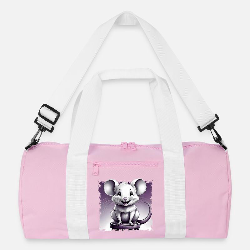 Maus comic lachend sitzt auf Hocker Recycelte Duffel Bag
