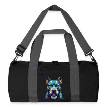 American Pitbull Terrier Chien Race Dessin animé Kawaii - Sac de sport recyclé - noir/gris graphite - Devant