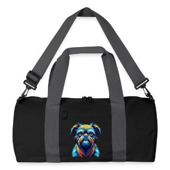 Griffon Bruxellois Hunderasse Karikatur Kawaii - Recycelte Duffel Bag - Schwarz/Graphitgrau - Vorne