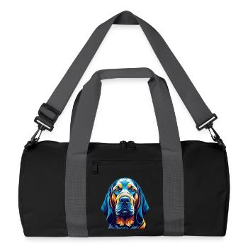 Bloodhound Hunderasse Bunte Karikatur Kawaii - Recycelte Duffel Bag - Schwarz/Graphitgrau - Vorne