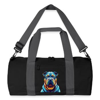 Shar Pei Hunderasse Bunte Karikatur Kawaii - Recycelte Duffel Bag - Schwarz/Graphitgrau - Vorne