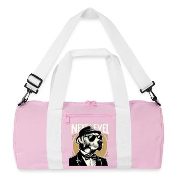 Dudley Labrador Tuxedo Suit Next Level Gift - Recycled Duffel Bag - pink/white - Front