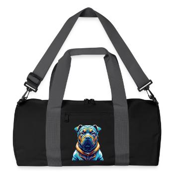 Miniature Shar Pei Chien Race Dessin animé Kawaii - Sac de sport recyclé - noir/gris graphite - Devant