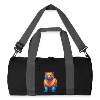 Bear Colorful Kawaii Cartoon Character Clipart - Recycled Duffel Bag - black/graphite grey - Front