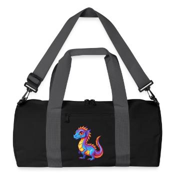basilic coloré kawaii personnage de dessin animé clipart - Sac de sport recyclé - noir/gris graphite - Devant