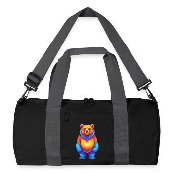 Bear Colorful Kawaii Cartoon Character Clipart - Recycled Duffel Bag - black/graphite grey - Front