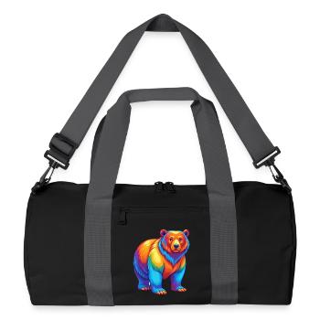 Bear Colorful Kawaii Cartoon Character Clipart - Recycled Duffel Bag - black/graphite grey - Front