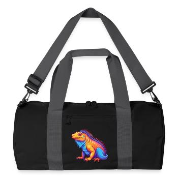Iguana Colorful Kawaii Cartoon Character Clipart - Recycled Duffel Bag - black/graphite grey - Front