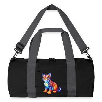 Ocelot Colorful Kawaii Cartoon Character Clipart - Recycled Duffel Bag - black/graphite grey - Front