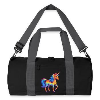 Licorne coloré Kawaii Dessin animé Personnage Clipart - Sac de sport recyclé - noir/gris graphite - Devant