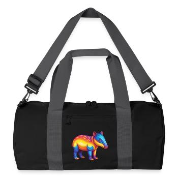 Tapir Bunte Kawaii Cartoon Figur Clipart - Recycelte Duffel Bag - Schwarz/Graphitgrau - Vorne