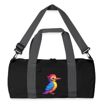 Woodpecker Colorful Kawaii Cartoon Character - Recycled Duffel Bag - black/graphite grey - Front