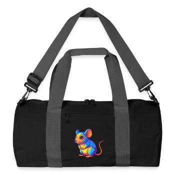 Mouse Colorful Kawaii Cartoon Character Clipart - Recycled Duffel Bag - black/graphite grey - Front